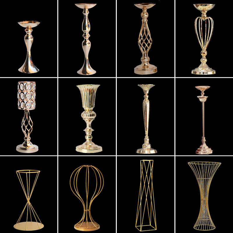 Wedding props European-style gold metal iron mermaid flower main table flower stand sign-in table decoration home vase