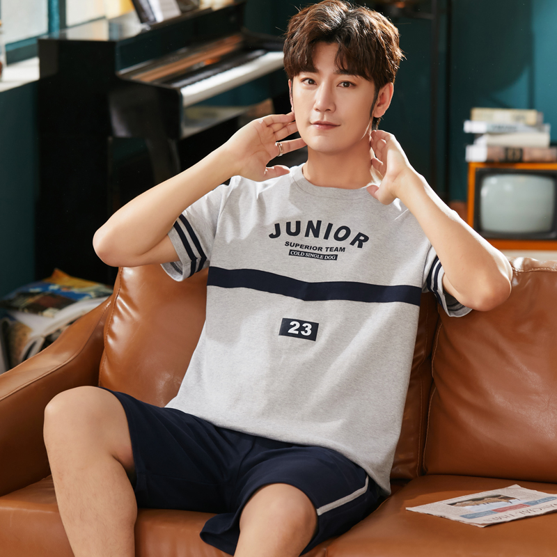Sleepwear Men's Summer Pyjamas Short Sleeves Shorts Pure Cotton Summer Thin youth All cotton Home Residence Suits Outwear