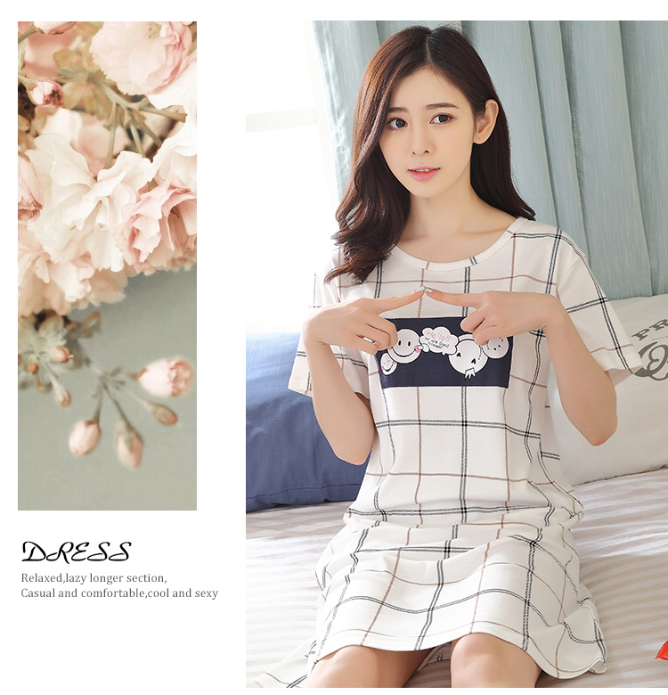 Áo khoác nỉ nữ mùa hè cotton ngắn tay công chúa ngọt ngào Hàn Quốc đồ ngủ dễ thương XL váy nhà váy dài tay thu đông