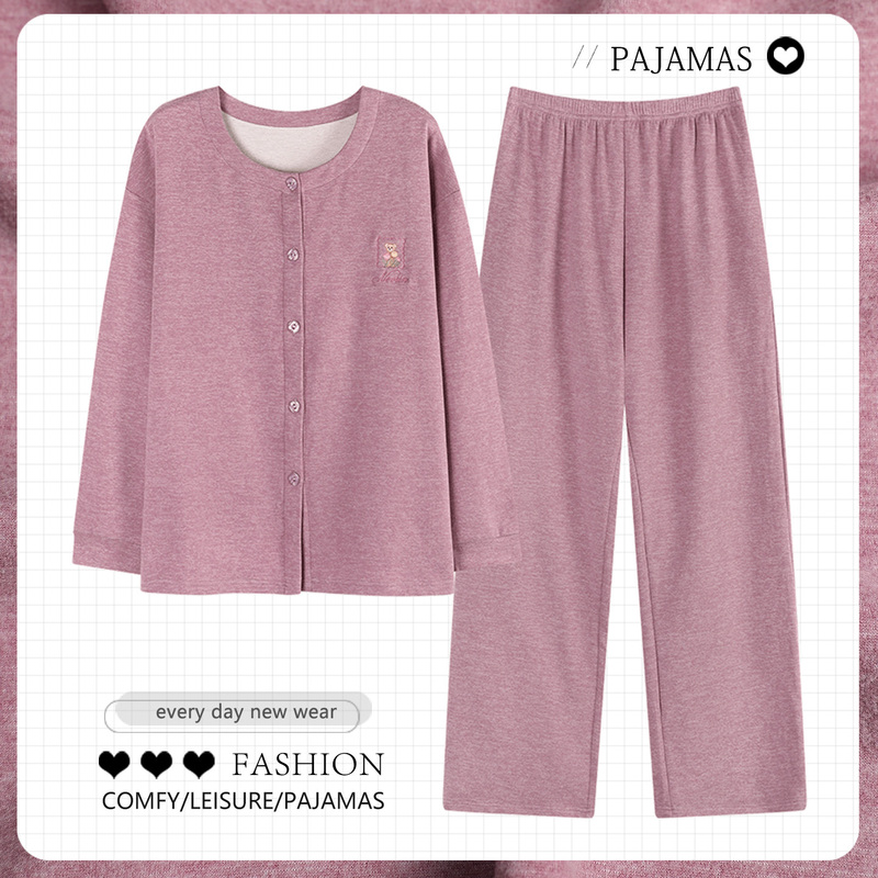 Middle-Aged and Elderly Women's Thermal Pajamas, Autumn and Winter Long-Sleeved 2025 New Cardigan Round Neck Spring and Autumn Loungewear Set Middle-Aged and Elderly Women's Thermal Pajamas, Autumn and Winter Long-Sleeved 2025 New Cardigan Round Neck Spring and Autumn Loungewear Set