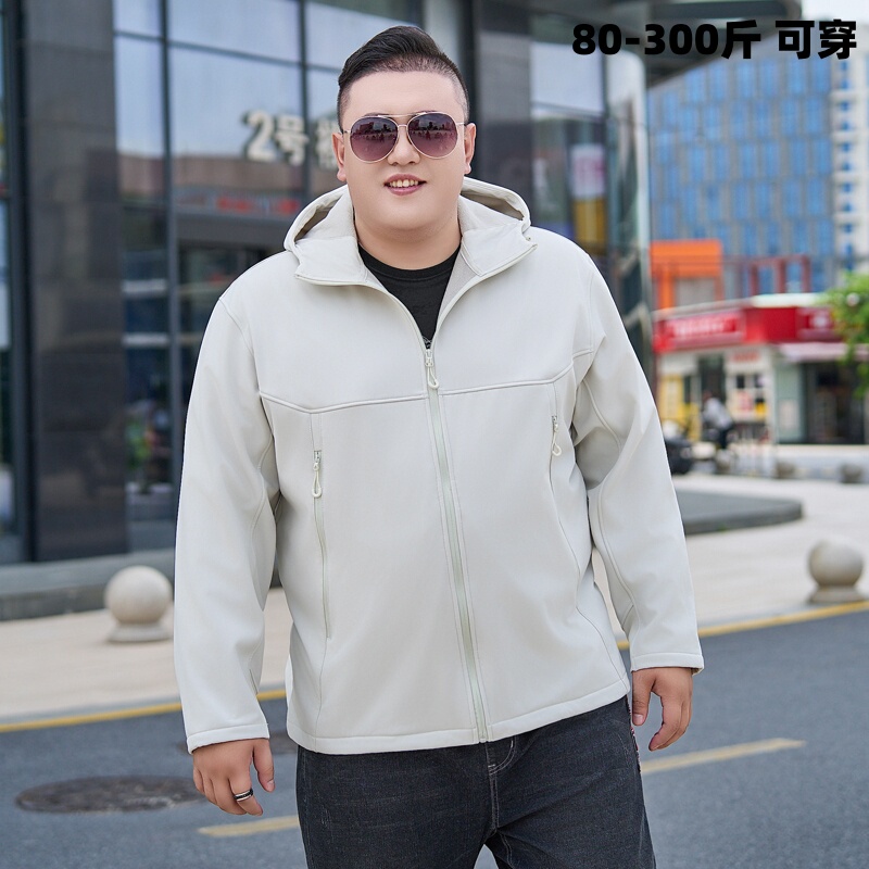 Extra Large Outdoor Softshell Jacket for Men, Autumn and Winter Fleece-Lined Jacket, Trendy Plus-Size Oversized Loose Fit Extra Large Outdoor Softshell Jacket for Men, Autumn and Winter Fleece-Lined Jacket, Trendy Plus-Size Oversized Loose Fit