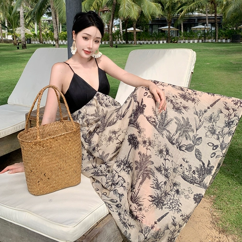 Пляжное платье, сексуальная длинная юбка для путешествий, Таиланд, V-образный вырез