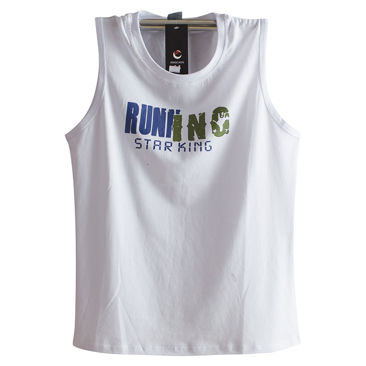 Không tay t-shirt mồ hôi vest thể thao lỏng rộng vai cotton cộng với phân bón XL vest nam mùa hè dưới vest