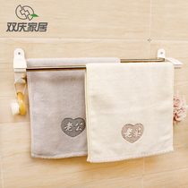 Shuangqing bathroom paste towel rack toilet stainless steel double rod towel rack free of perforated towel hanging towel bar