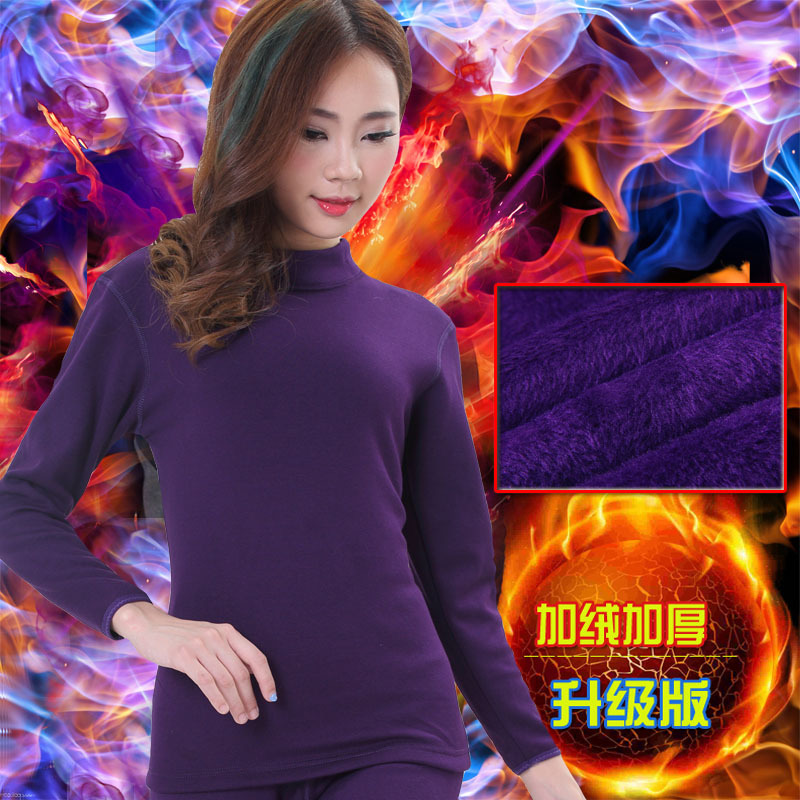 Autumn and Winter High-Neck Thermal Underwear for Women, Thickened and Fleece-Lined, Women's Thermal Top, Single-Piece Long-Sleeve Base Layer