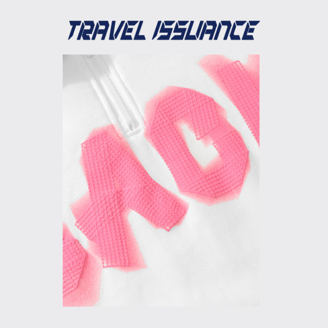 TRAVELISUANCE ສີບົວ ghosting trendy brand letter print couple sweatshirt loose and versatile POLO shirt