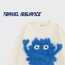 TRAVEL ISSUANCE No running around new cartoon versatile casual loose round neck sweater for men and women