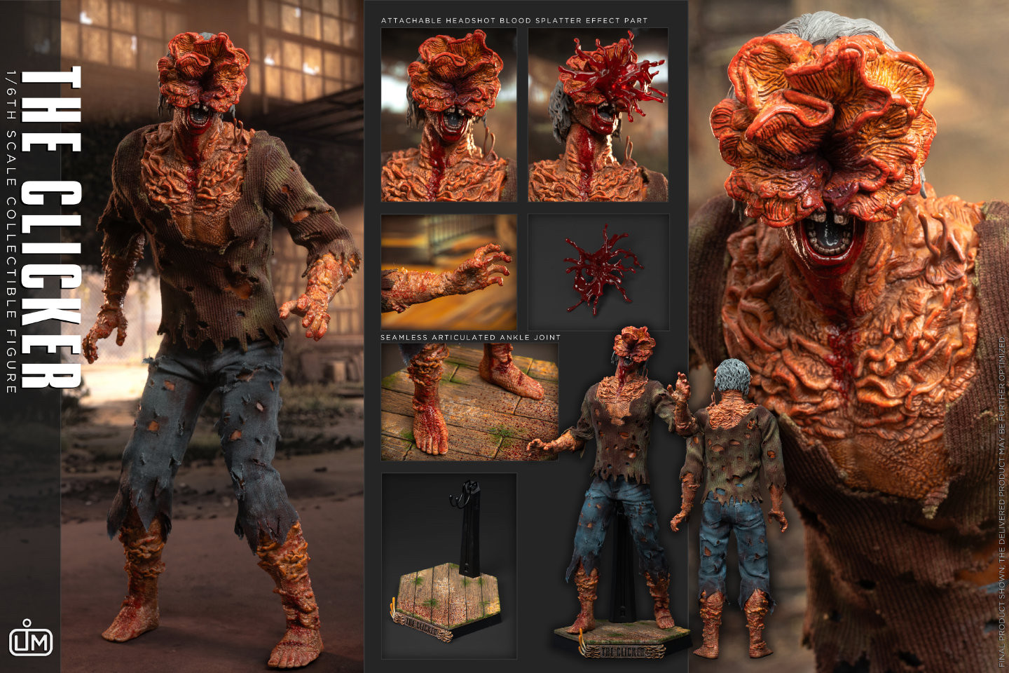 LimToys 1/6 The Last of Us The Clicker Zombie Action Figure In
