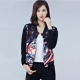 Yunsimu muốn 2021 mới của phụ nữ in đèn lồng trừu tượng áo khoác ngắn dài tay áo sơ mi bóng chày giản dị nữ 61762 - Áo khoác ngắn