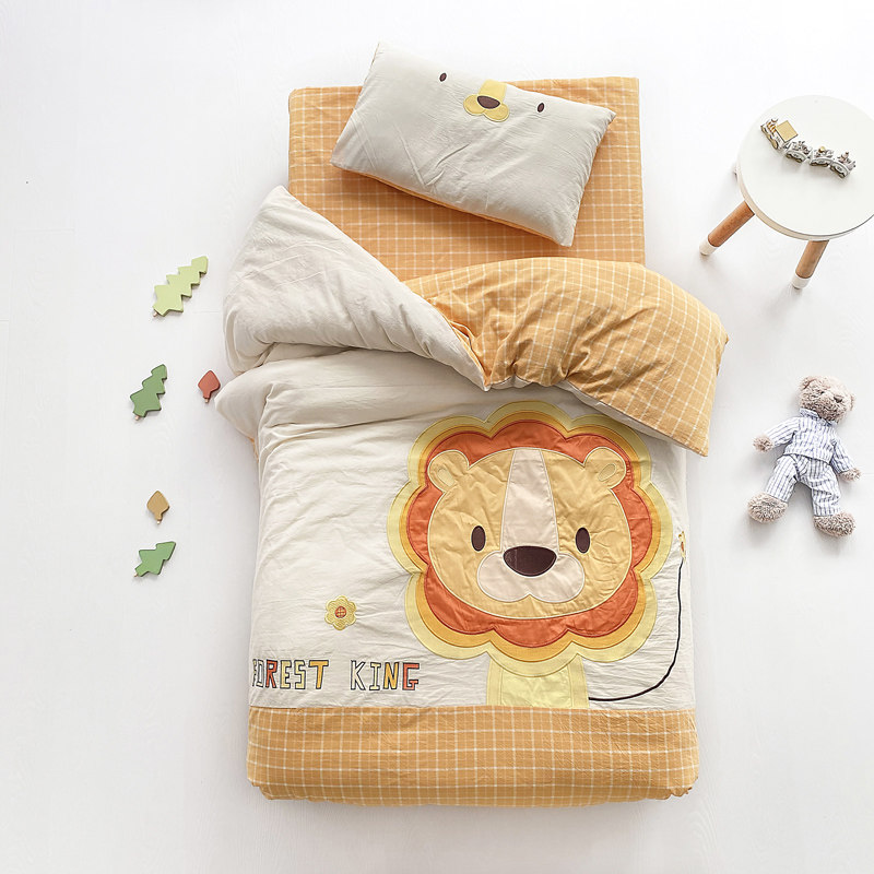 Children washed cotton embroidered quilt cover kindergarten quilted with three sets of baby quilted bedding six sets to the garden to prepare the bed