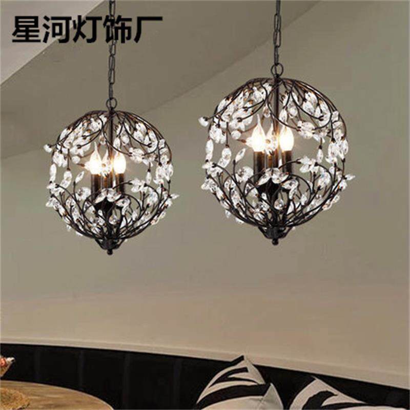 北欧美式乡村过道水晶灯餐厅灯饰LED走廊创意卧室玄关水晶吊灯具