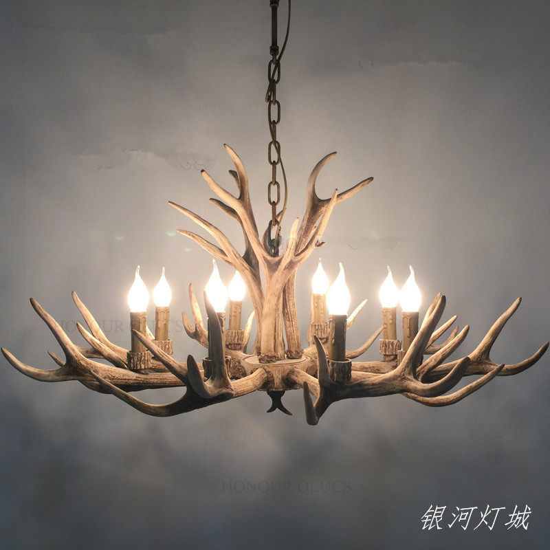 美式乡村led鹿角吊灯 北欧复古酒吧会所别墅客厅餐厅创意个性吊灯