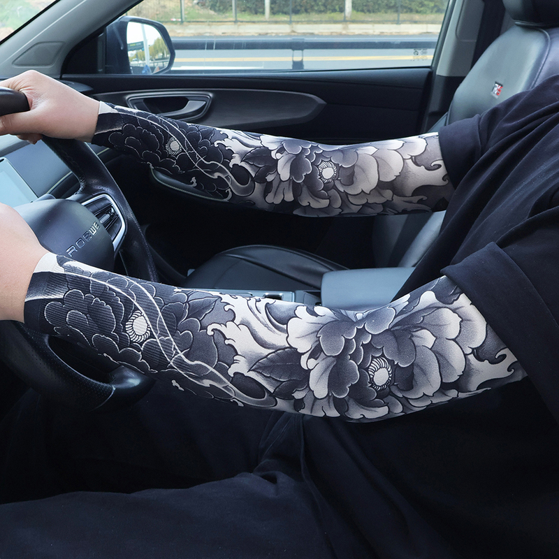 Ice Silk Peony Tattoo Sleeves for Men, Outdoor Driving Sun Protection Sleeves for Women, Summer Arm Sleeves, Trendy Men's Personalized Hand Sleeves Ice Silk Peony Tattoo Sleeves for Men, Outdoor Driving Sun Protection Sleeves for Women, Summer Arm Sleeves, Trendy Men's Personalized Hand Sleeves