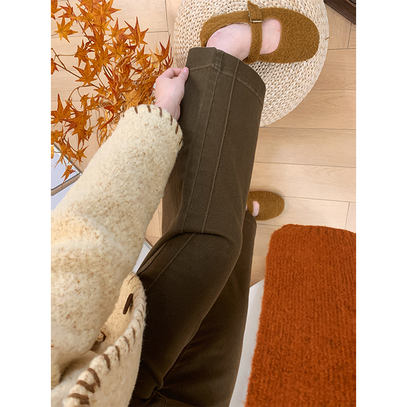 Melard Brown Coffee-Colored Jeans for Women, New Summer Style, Pear-Shaped Body, Petite, High-Waisted, Slimming, Straight-Leg Wide-Leg Pants