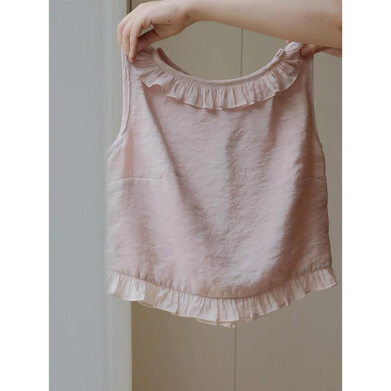 Siyu Gentle Style Ruffled Tank Top Summer New Trendy Sweet Niche Single-Breasted Sleeveless Top Siyu Gentle Style Ruffled Tank Top Summer New Trendy Sweet Niche Single-Breasted Sleeveless Top