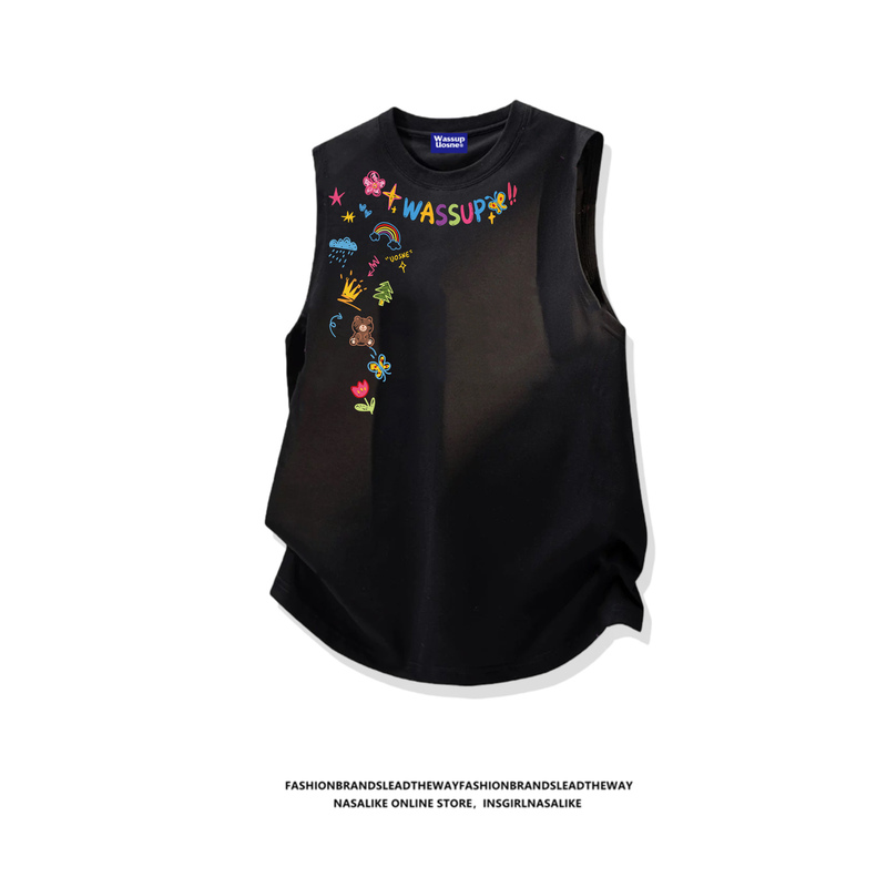 Heavy Embroidery Floral Design ~ Pure Cotton Sleeveless T-Shirt Vest with Wide Shoulders for Men, Summer 2026 New Style, Cool and Stylish Top