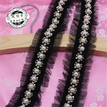 4cm Black and White Drilling Lace Lace with Drilling Clothing Lace Flash Dial Lace Lace