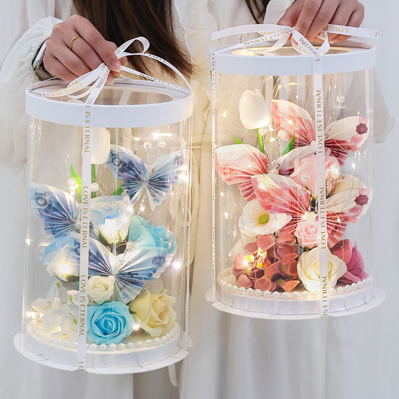 Creative Handmade DIY Butterfly Artificial Flower Gift Box Material Kit Floral Arrangement Rich in Style Birthday Valentine's Day Gift for Girlfriend