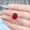 Newly burned ruby ring, s925 silver finely inlaid