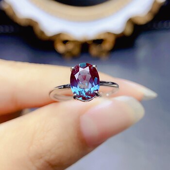 Alexander ring, pure sparkling, super beautiful, color changing, s925 silver set with 7*9mm