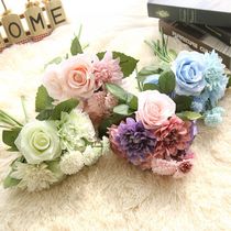 Simulation rose bouquet Living room dining table tea table decoration Fake flower arrangement Silk flower Bride hand bouquet decoration Floral art