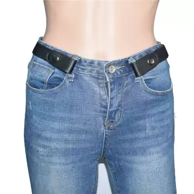 Male and female elastic belt Joker casual elasticity no trace Japanese belt lazy loafer couple buckled jeans belt tide