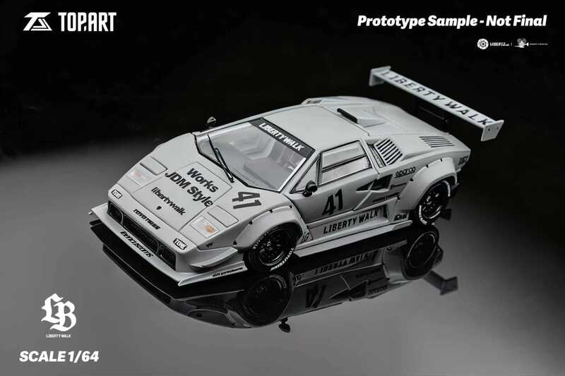 [in Stock] Topart Countach Combat Gray/Lover's Pink Countach Alloy Full-Function Car Model