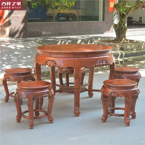 Антикварный красный комплект из Мьянмы из розового дерева для отдыха