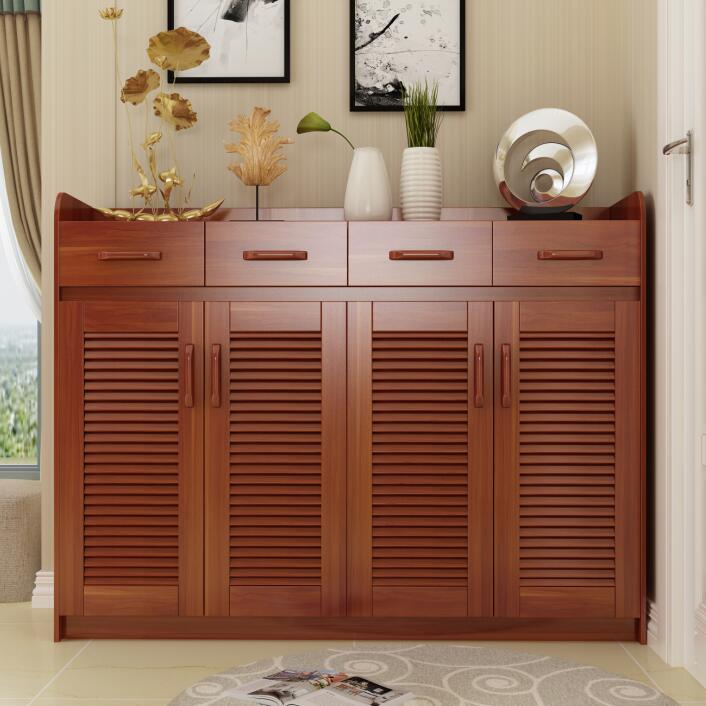 Wood Color Shoe Cabinet Minimalist Modern Genguan Door Hall Cabinet Multifunction Pair Open Door Shoe Closet Ultra Slim Three Doors Four Doors Balcony Cabinet