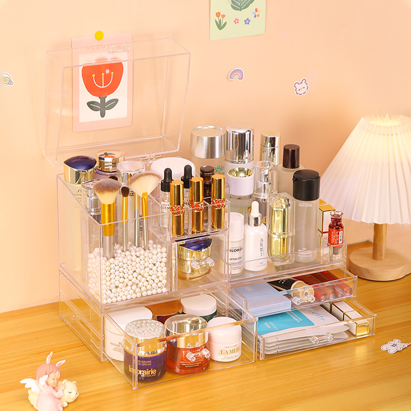 Net red cosmetics storage box cosmetic table desktop drawer acrylic lipstick skin care shelf dormitory