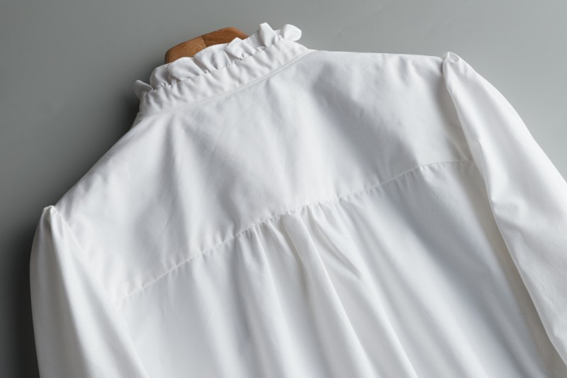 Xuân 2018 mới mặc đơn bên trong khí chất thanh lịch bằng gỗ tai sen tay áo sơ mi cotton nữ áo sơ mi nữ 2018 hàn quốc