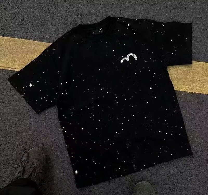 Trendy American-Style Fushen Print Short-Sleeve T-Shirt for Men and Women, New Summer Couple Outfit, Fushen Starry Sky Half-Sleeve T-Shirt