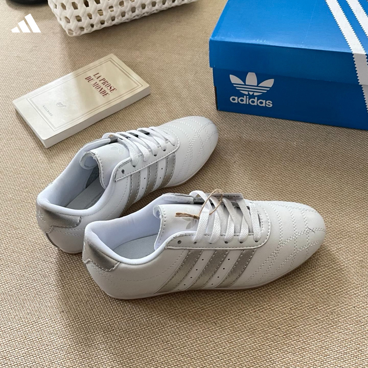 Кроссовки для тхэквондо Adidas Originals для мужчин и женщин одинаковые серебристо-белые JS1192 Изображение 1