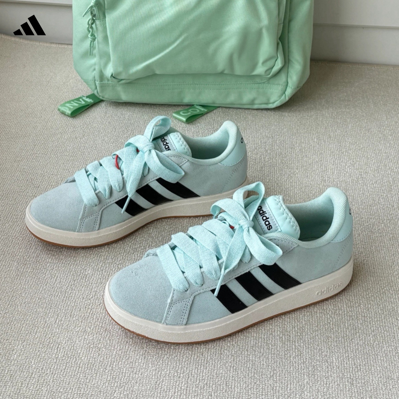Adidas Grand Court Base Adidas Men's and Women's Same Style Green Black and White Low-Top Sneakers Jr7077