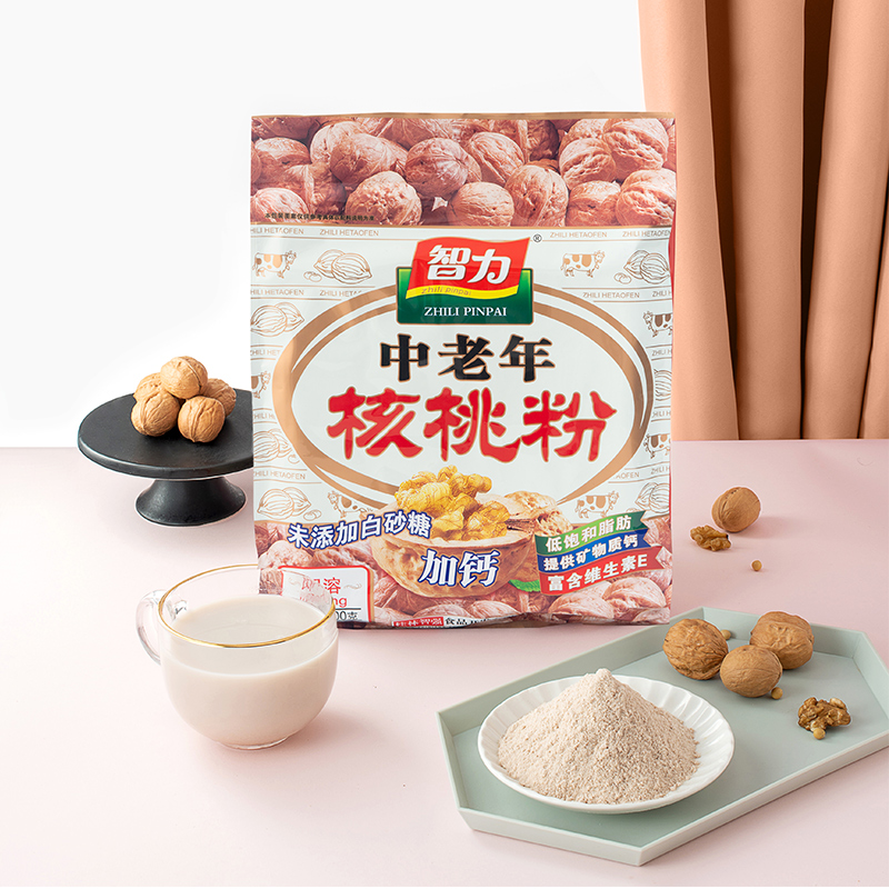 Intellectual middle-aged walnut powder 600g plus calcium free saccharin nutrition breakfast brewing drink instant meal substitute powder food gift