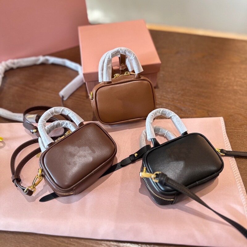 Mini Genuine Leather Cute Bowling Bag for Women 2025 New Model Mini Shoulder Handbag Crossbody Bag Versatile Style Accessory Bag