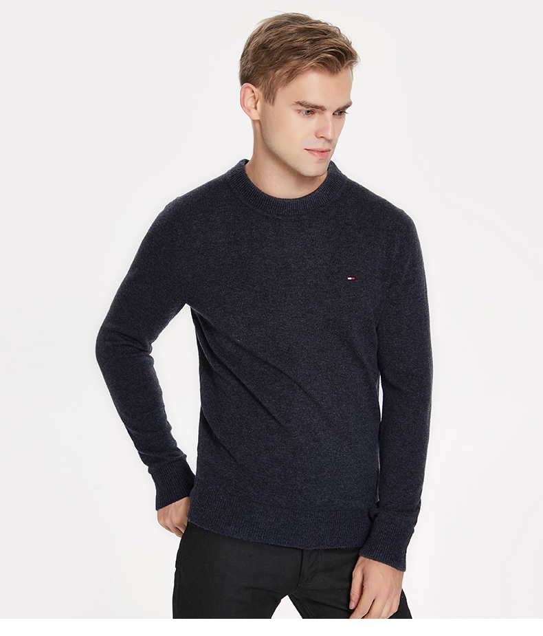 美国 TOMMY HILFIGER 100%精纺羊毛 男士圆领针织衫 图4
