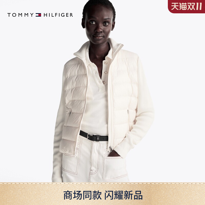 [Knitted Patchwork] Tommy26 New Autumn and Winter Women's Half-High Collar 90% down Lightweight High-Fill down Jacket