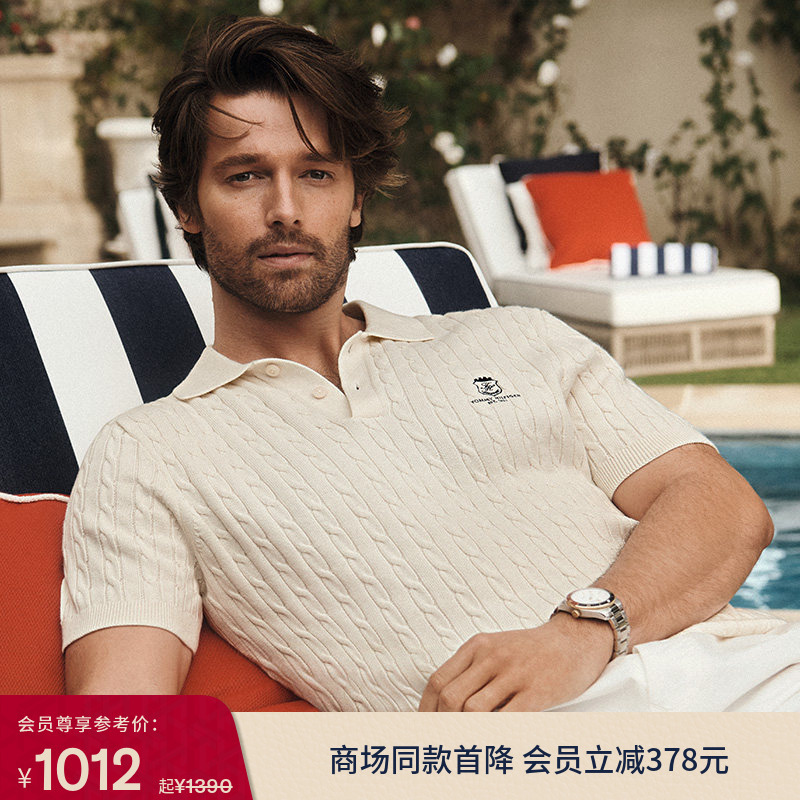 [Celebrity Style] Tommy26 Spring/Summer New Men's Pure Cotton Badge Embroidery Short Sleeve Polo Cable Knit Shirt
