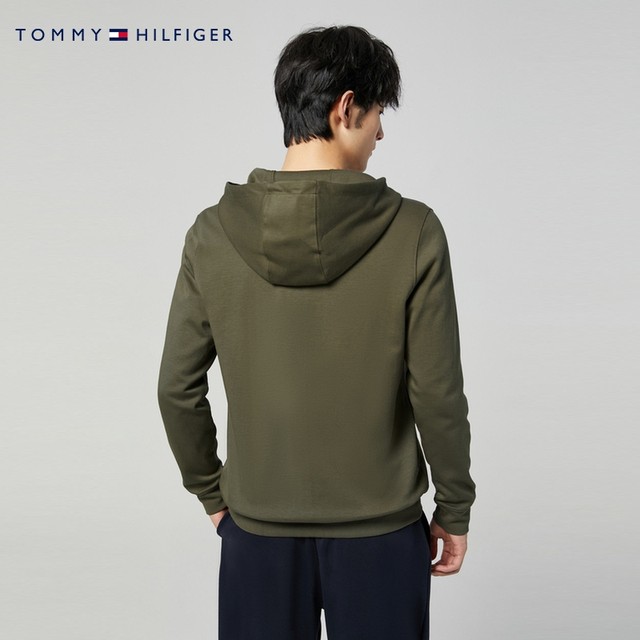 ເສື້ອຍືດຜູ້ຊາຍ Tommy ແບບງ່າຍດາຍ embroidered logo zipper drawstring hooded sweatshirt MW0MW29359