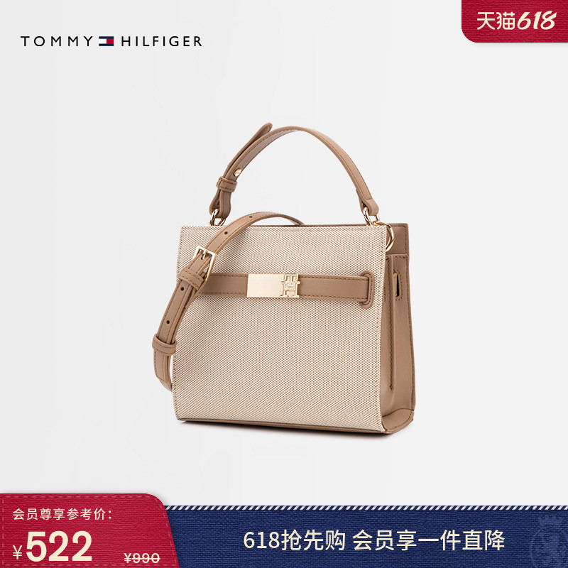 [Gift] Tommy Women's Clothing Is Elegant and Casual, Suitable for Work and Commuting, Lightweight Letter-Print Handbag, Shoulder Crossbody Bag