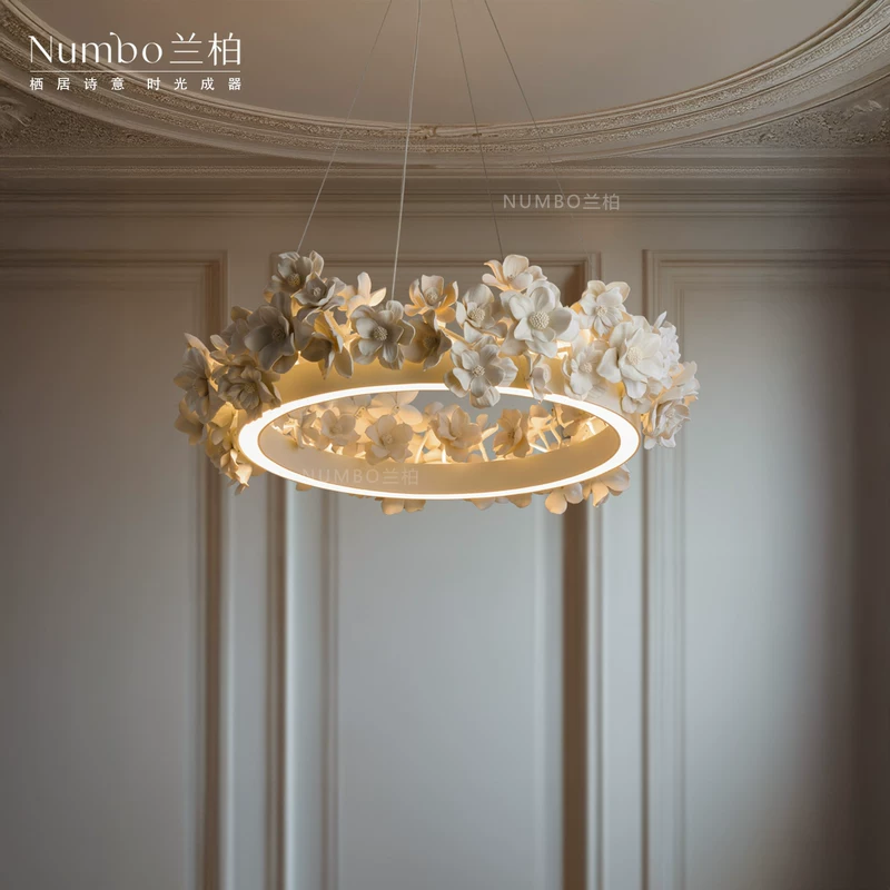 Retro genuine ceiling lamp for living room, design lights, french style, flowered