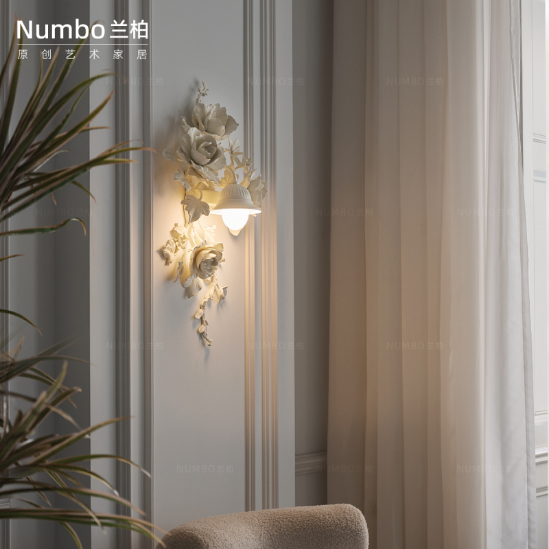 Lanbai Wall Lamp French Retro Living Room Bedroom Bedside Lamp Designer Entrance Hallway Staircase Balcony Wall Lamp