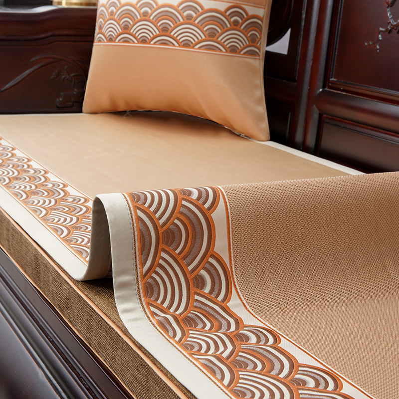 Ice Silk Sofa Mat Red Wood Non-slip Cushion Cover Summer Cool Mat Solid Wood Furniture Chinese Style Sofa Cool Mat Summer