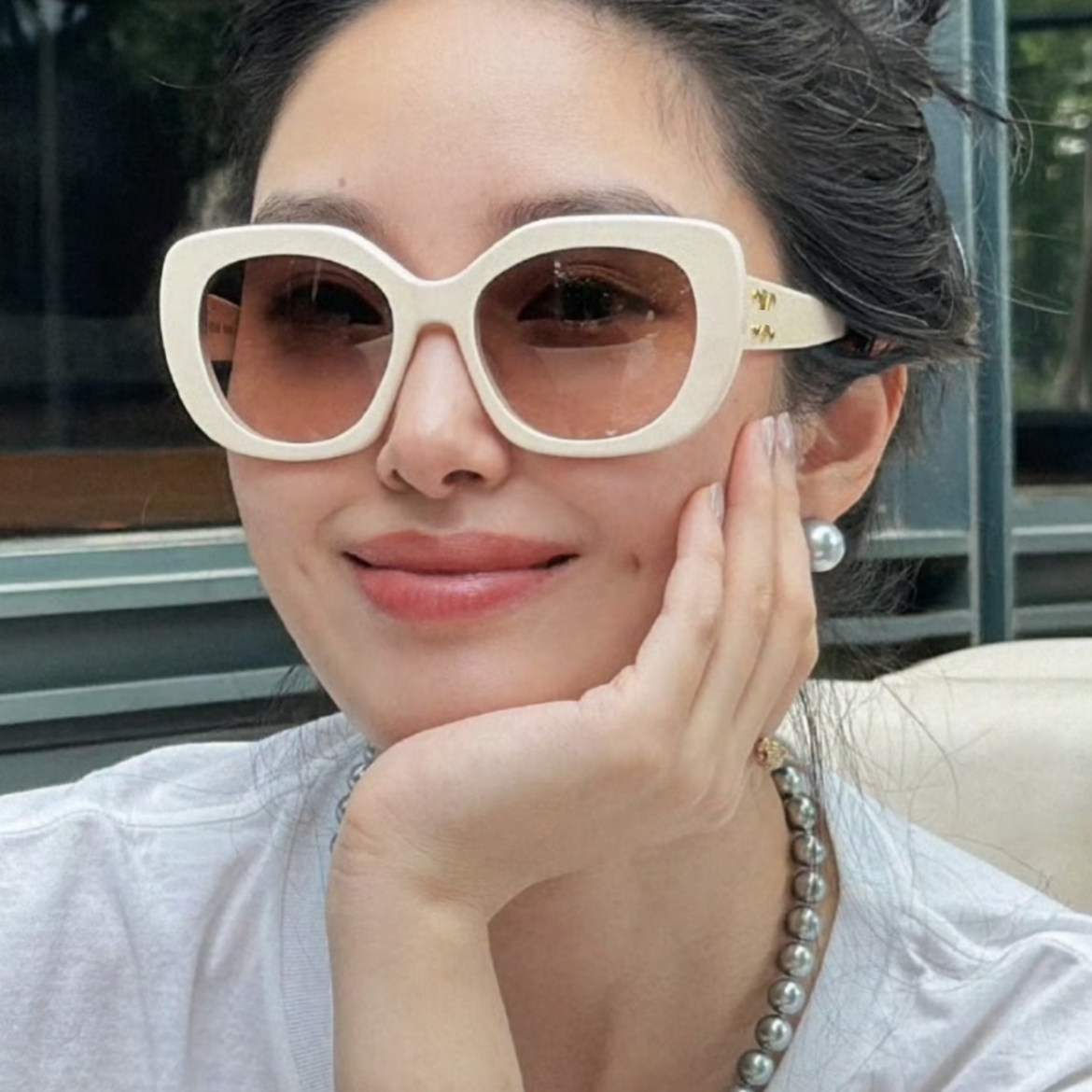 墨舍新款凯旋白色太阳眼镜女防晒大框高级感杨采钰同款太阳眼镜女40226