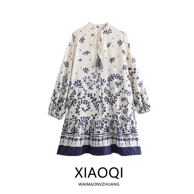 European and American Style 2024 Spring New Arrivals Women's Clothing Versatile Elegant Printed Mini Dress 9878101 080 European and American Style 2024 Spring New Arrivals Women's Clothing Versatile Elegant Printed Mini Dress 9878101 080