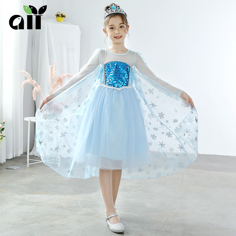Ice Chic Edge 2 Princess Dress Girl Foreign Dress Children Love Sa Esha Love Sand Genuine Girl Elsa Long Skirt