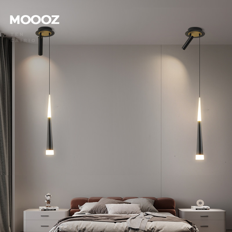 Headboard chandelier minimalist modern minimalist light lavish bedroom luminaire net red ins personality creative with spotlight long line lamp
