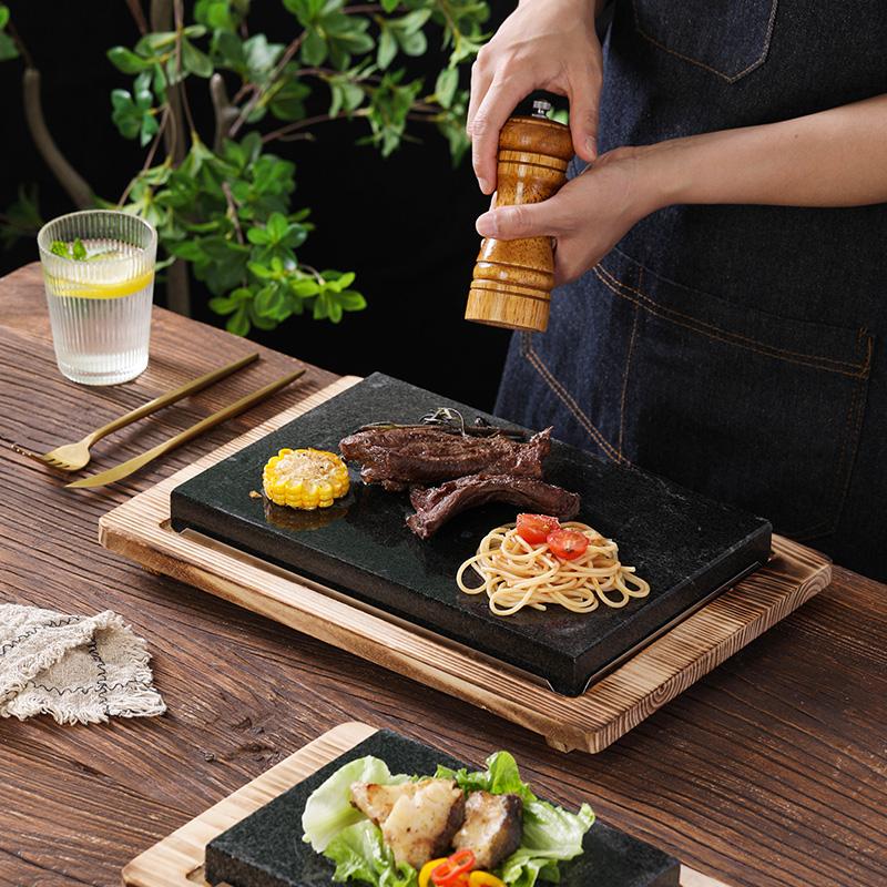 Volcanic Stone Marble Tray Grill Plate Stone Plate Steak Plate Catering Granite Stone Plate Tableware Grilled Sushi Plate