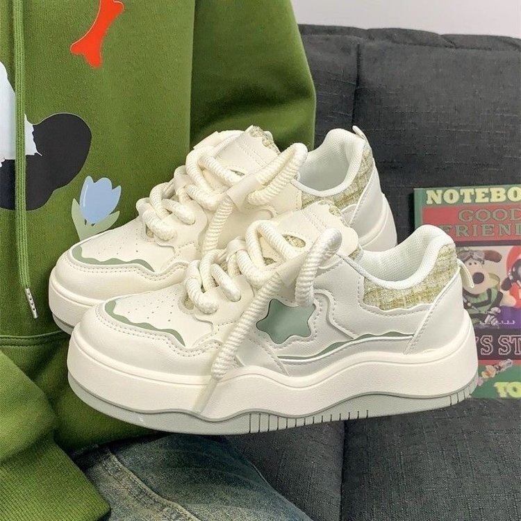 Star White Sneakers for Women, New Autumn Thick-Soled Student Sneakers, Hong Kong Style Retro ins Sports Casual Shoes for Women Star White Sneakers for Women, New Autumn Thick-Soled Student Sneakers, Hong Kong Style Retro ins Sports Casual Shoes for Women
